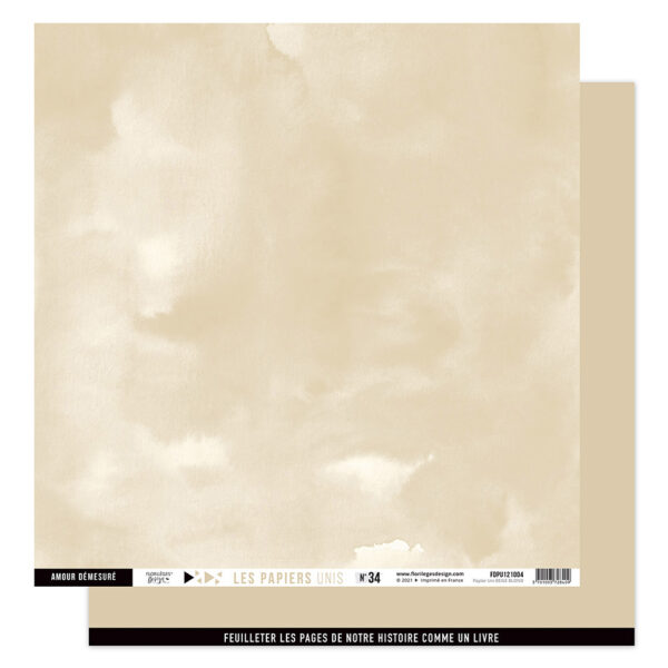 Papier 30,5 x 30,5 cm - n°34 - Beige blond - Dolce Vita - Florilèges Design