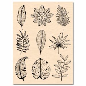Tampon bois - Feuilles de saison - Carnet de route - Les ateliers de Karine