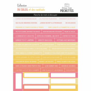 Planche d'étiquettes - Du soleil et des cocktails - Dans mes pochettes