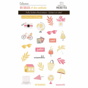 Puffy stickers illustrations - Du soleil et des cocktails - Dans mes pochettes