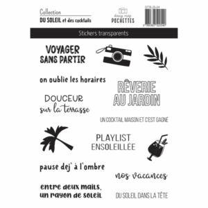 Stickers transparents - Du soleil et des cocktails - Dans mes pochettes
