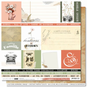 Papier 30,5 x 30,5 cm - Vintage journal - n°01 - Les ateliers de Karine