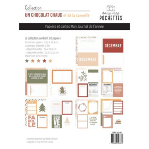 Papiers et cartes - Mon journal de l'année - Un chocolat chaud et de la cannelle - Dans mes pochettes