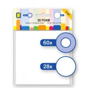 Mousse 3D double face blanc - 6 mm de diamètre + 12 mm de diamètre x 2 mm - Jeje produkt