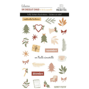 Puffy stickers illustrations - Un chocolat chaud et de la cannelle - Dans mes pochettes