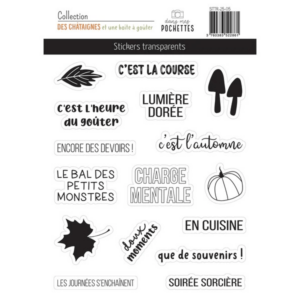 Stickers transparents - Des châtaignes et une boîte à goûter - Dans mes pochettes