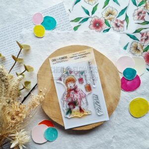 Tampon clear - Fille guinguette - Mon p'tit jardin - Chou and Flowers